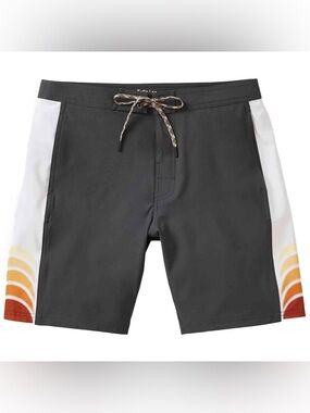 Katin Men’s Reyes Dark Gray Cream Sun Side Print Swim Trunks Size 29